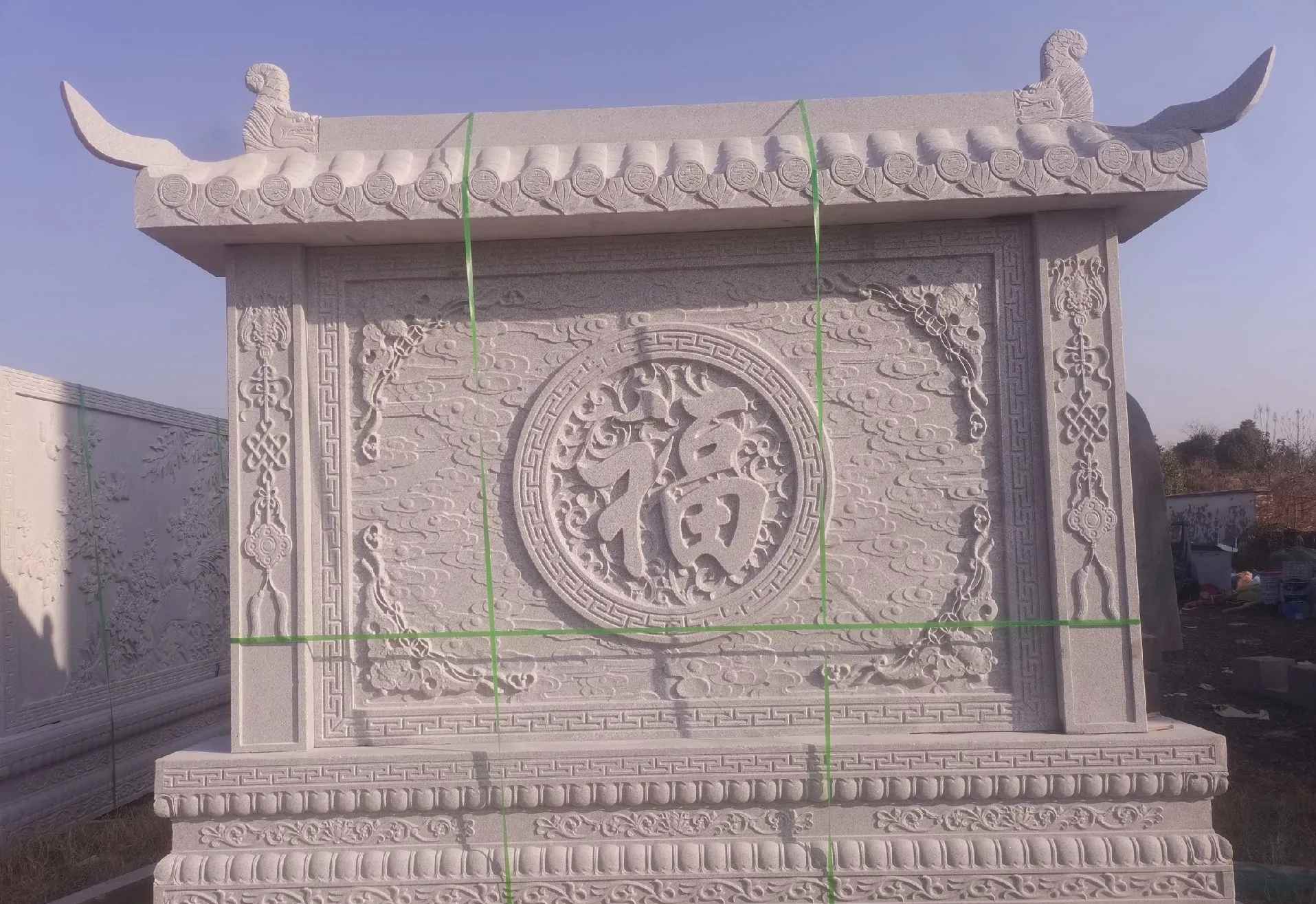 辽源 芝麻白花岗岩屏风，照壁，影壁